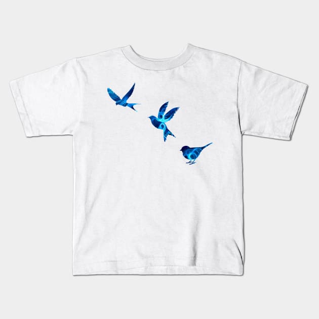 Blue Birds Kids T-Shirt by Student-Made